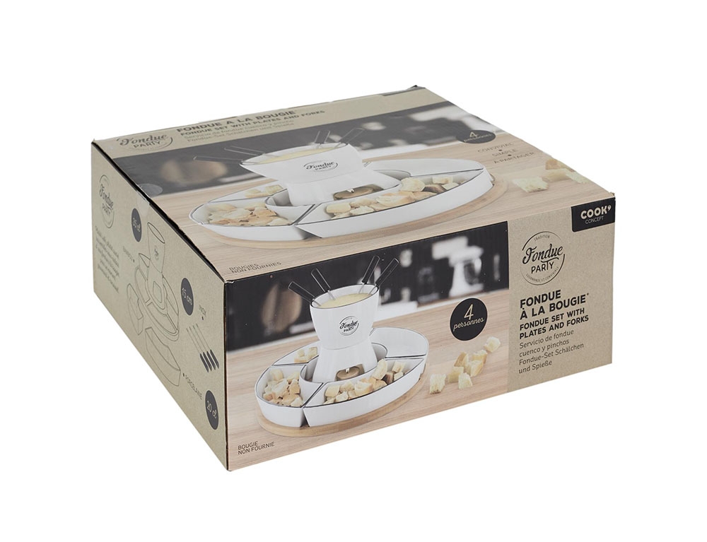 Φοντύ & Ρακλέτες Fondue Coffret Support Bambou Coupelle X4 Et P4 M4