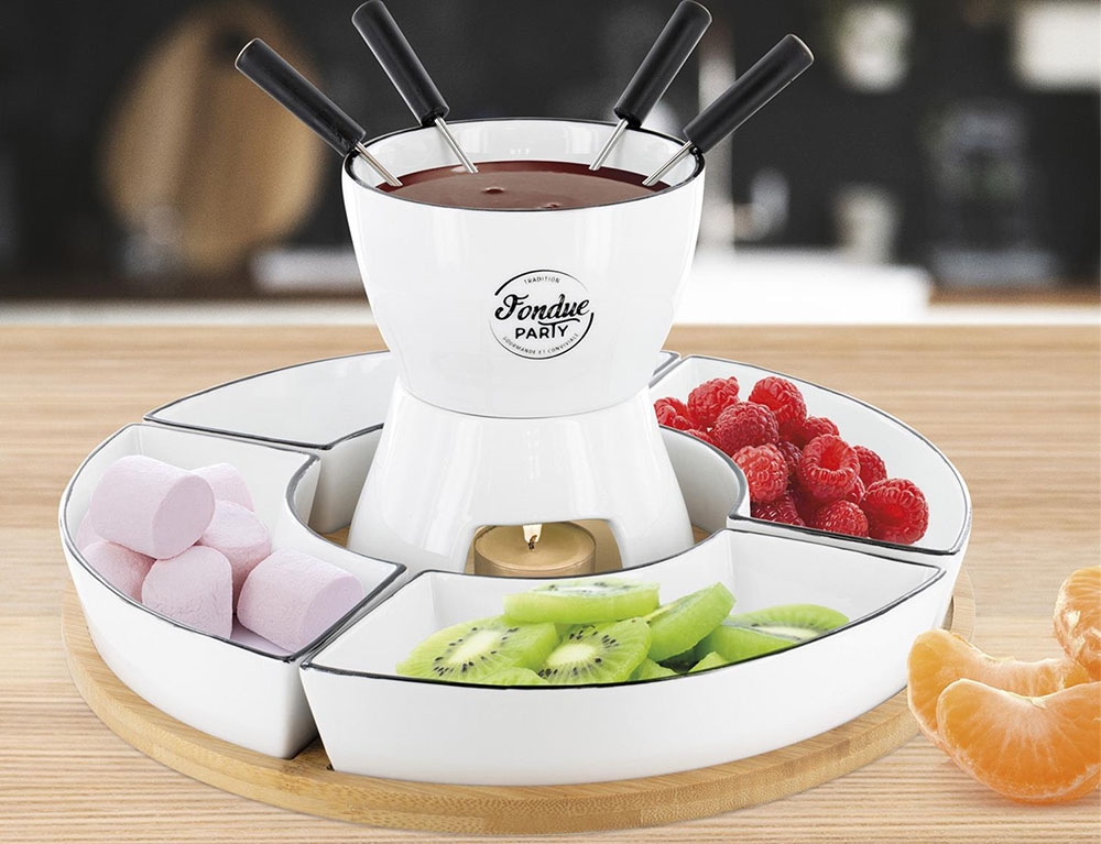 Φοντύ & Ρακλέτες Fondue Coffret Support Bambou Coupelle X4 Et P4 M4