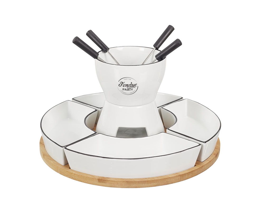 Φοντύ & Ρακλέτες Fondue Coffret Support Bambou Coupelle X4 Et P4 M4