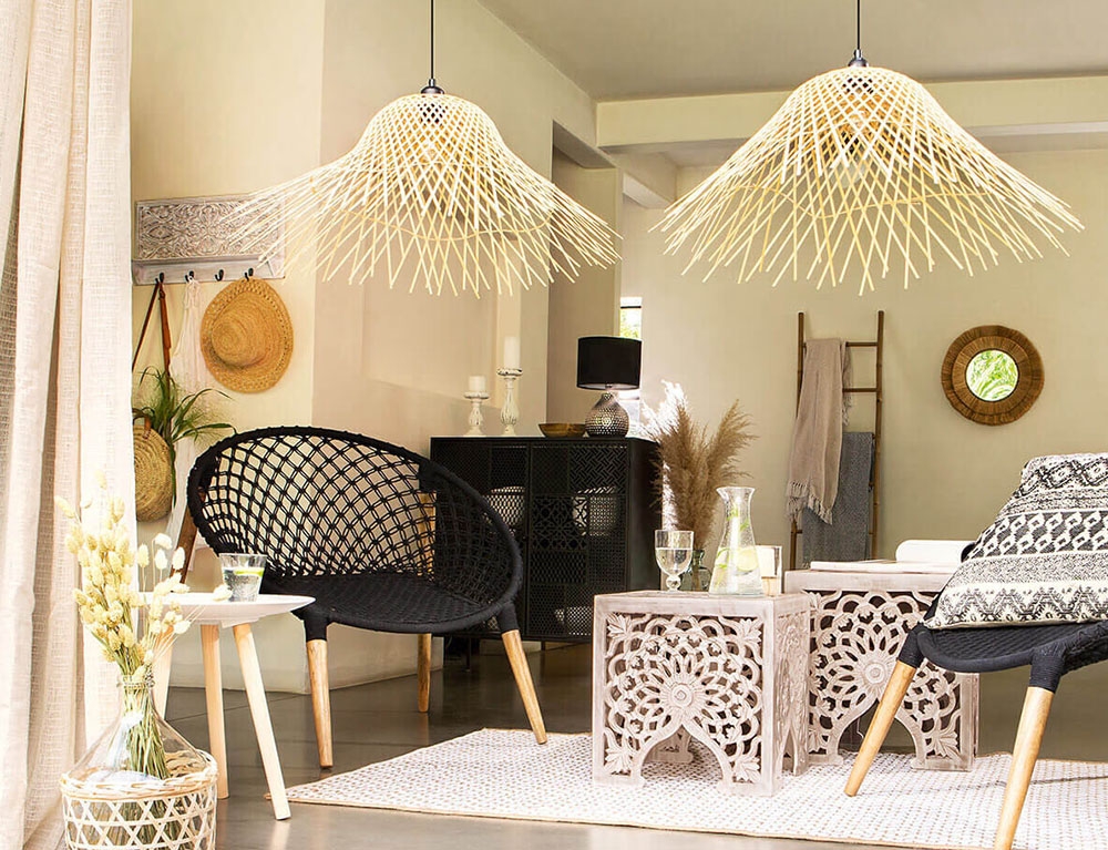 Φωτιστικά Ρεύματος Hanging Lamp Atmosphera Moxa Nat Bamb Pdnt D76 173