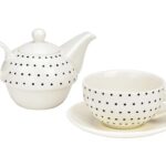 Για Το Τσάι Σας Teapot Set, Dots Decor, Set Of 3, Made Of Porcelai