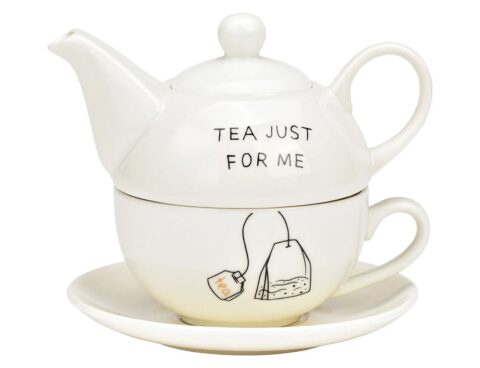 Για Το Τσάι Σας Teapot Set, Tea Just For Me, Set Of 3, Made Of Por
