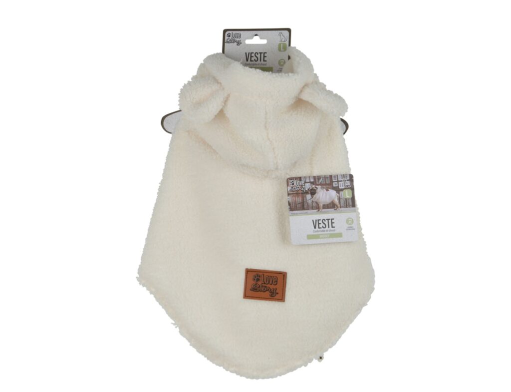 Για Τους Τετράποδους Μας Φίλους Curly Fleece Cuddly Jacket L/40Cm Ecru Wooly