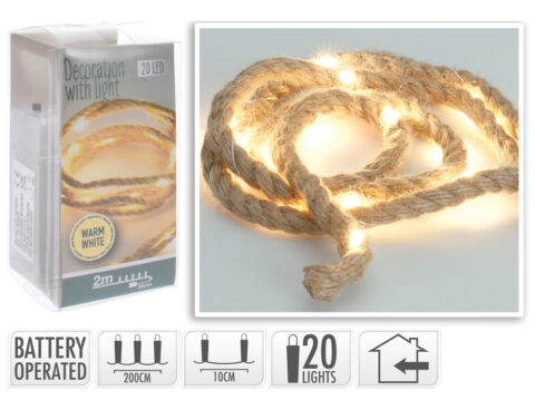 Γιρλάντες Απο Σχοινί Rope 2Mtr 20 Warm White Led Axs501020