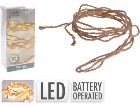 Γιρλάντες Απο Σχοινί Rope 5Mtr 50 Warm White Led Axs501040