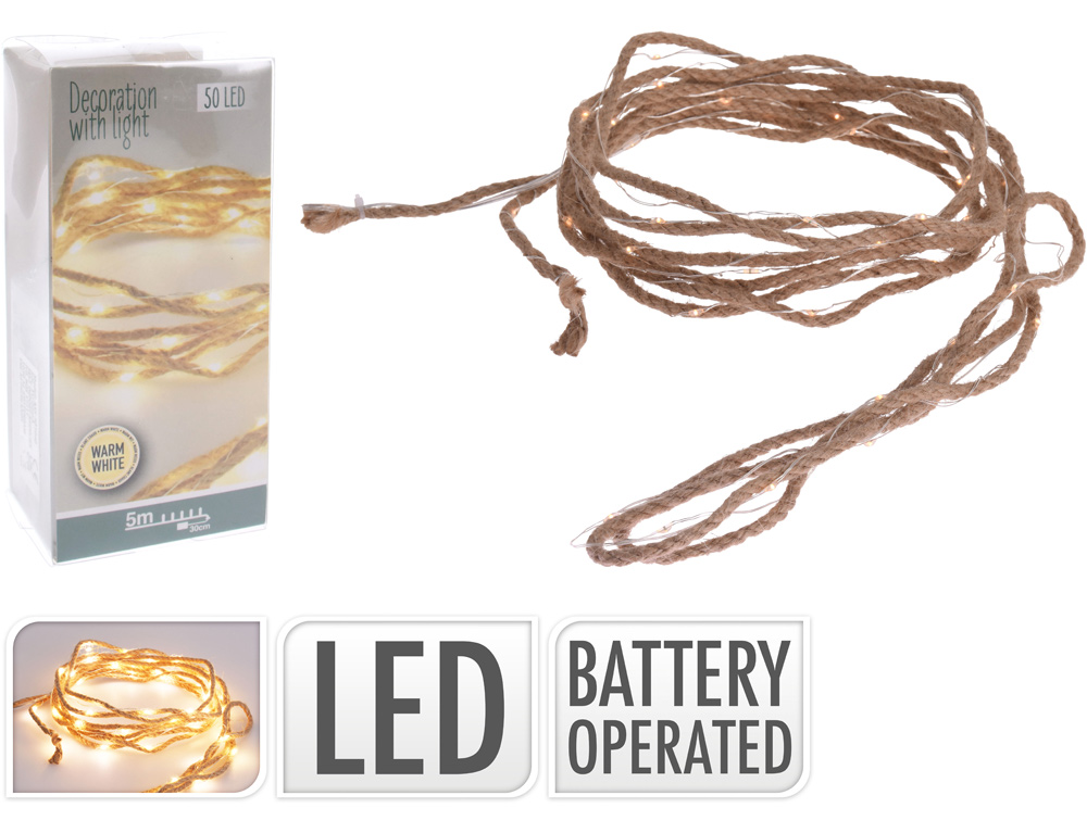 Γιρλάντες Απο Σχοινί Rope 5Mtr 50 Warm White Led Axs501040