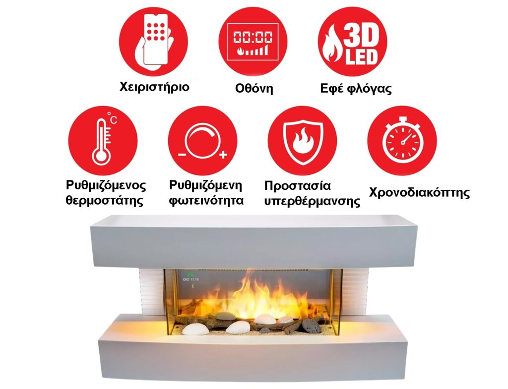 Ηλεκτρικά Τζάκια Heater Wall Toronto 230V 2000W Classic Fire 17Led