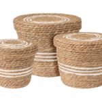 Καλάθια Basket Set Cattail Leaf Round Kr2002610