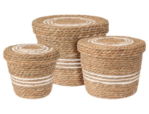 Καλάθια Basket Set Cattail Leaf Round Kr2002610