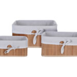 Καλάθια Basket Set H &Amp; S Collection Bamboo With Linen Ma10