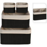 Καλάθια Basket Set H&Amp;S Collection Bamboo Linen Black Hx910