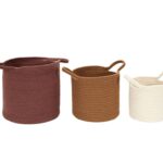 Καλάθια Panier Coton Terracotta Ocre Ivoire X3 M4 Rg9302