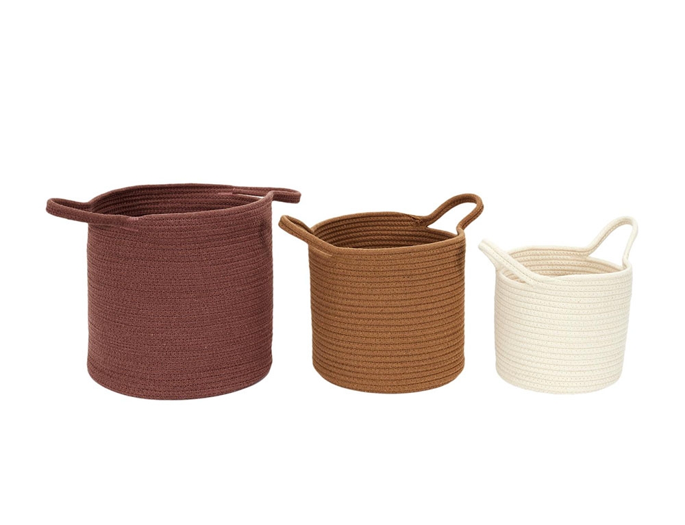 Καλάθια Panier Coton Terracotta Ocre Ivoire X3 M4 Rg9302