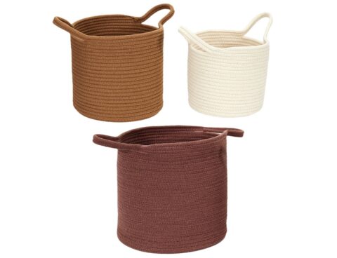 Καλάθια Panier Coton Terracotta Ocre Ivoire X3 M4 Rg9302