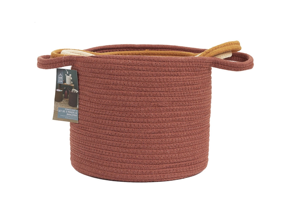 Καλάθια Panier Coton Terracotta Ocre Ivoire X3 M4 Rg9302