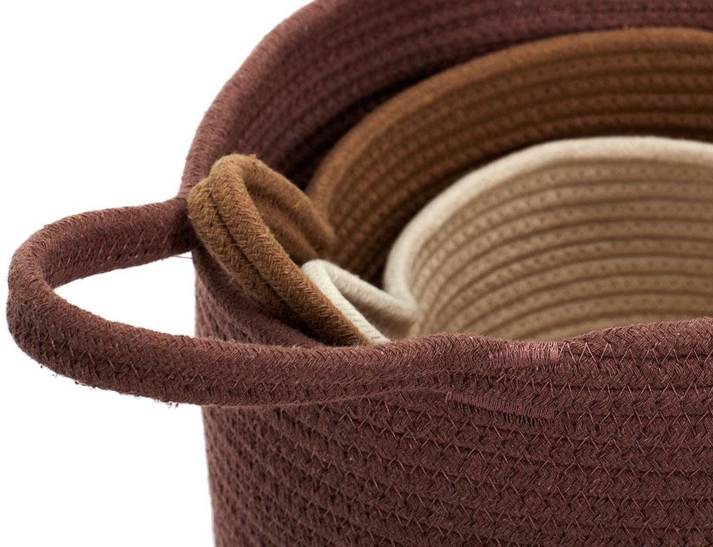 Καλάθια Panier Coton Terracotta Ocre Ivoire X3 M4 Rg9302