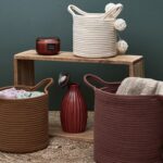 Καλάθια Panier Coton Terracotta Ocre Ivoire X3 M4 Rg9302