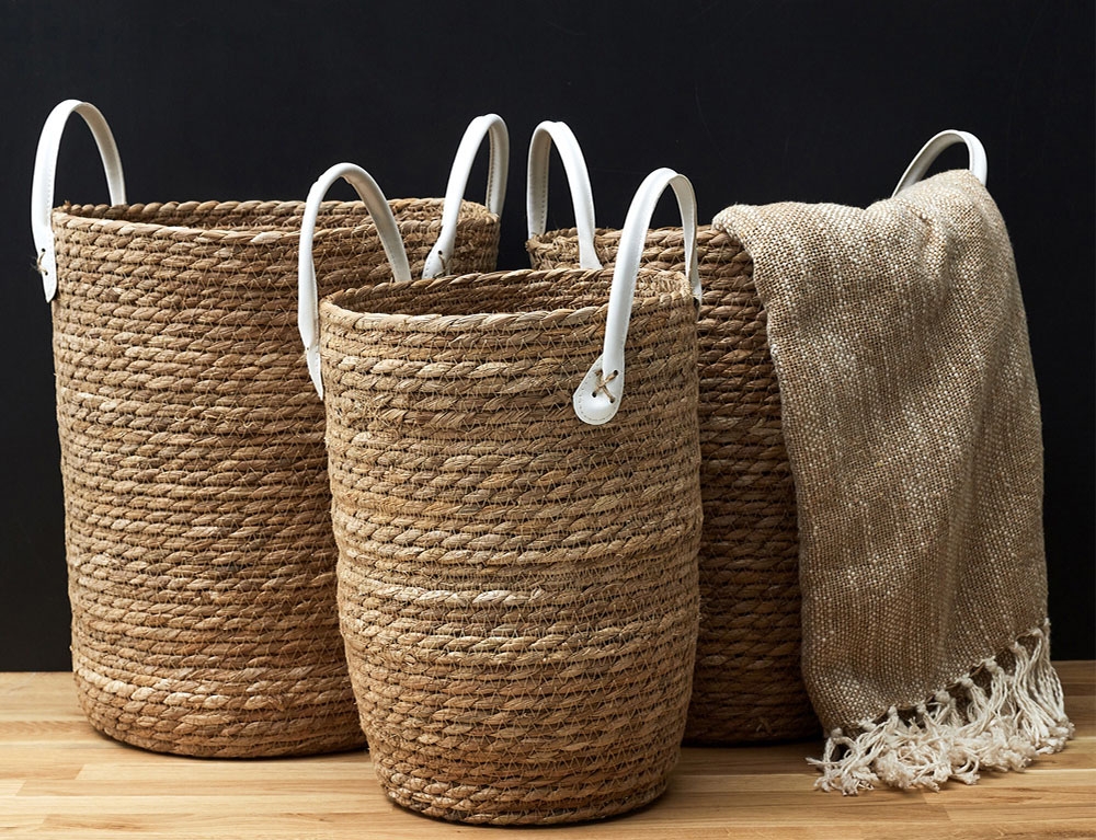 Καλάθια Panier Tresse Anses Imitation Cuir X3 M2 Rg9268