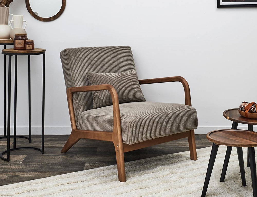 Καρέκλες & Πολυθρόνες Living Room Armchair Cotele Scott Taupe Hd0348