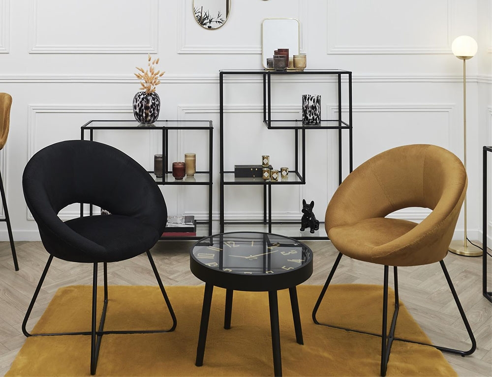Καρέκλες & Πολυθρόνες Round Velvet Armchair Giulia Yellow Hd0064