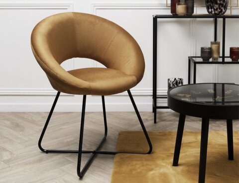 Καρέκλες & Πολυθρόνες Round Velvet Armchair Giulia Yellow Hd0064