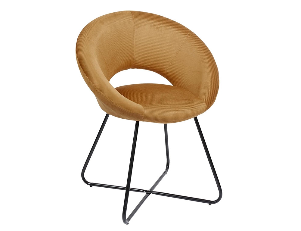 Καρέκλες & Πολυθρόνες Round Velvet Armchair Giulia Yellow Hd0064