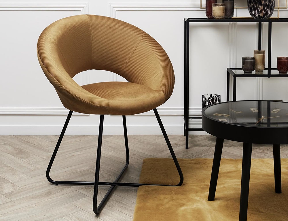 Καρέκλες & Πολυθρόνες Round Velvet Armchair Giulia Yellow Hd0064