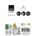 Κεριά & Κηροπήγια Tealight Articasa 50Pcs 19.5X19.5X2.6Cm 540Gr Wx B