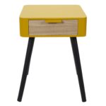 Κομοδίνα Bedside Drawer In Yellow Mustard Wood Hd7337