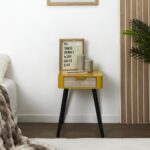 Κομοδίνα Bedside Drawer In Yellow Mustard Wood Hd7337