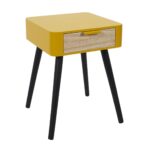 Κομοδίνα Bedside Drawer In Yellow Mustard Wood Hd7337