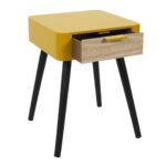 Κομοδίνα Bedside Drawer In Yellow Mustard Wood Hd7337