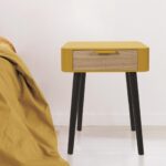 Κομοδίνα Bedside Drawer In Yellow Mustard Wood Hd7337