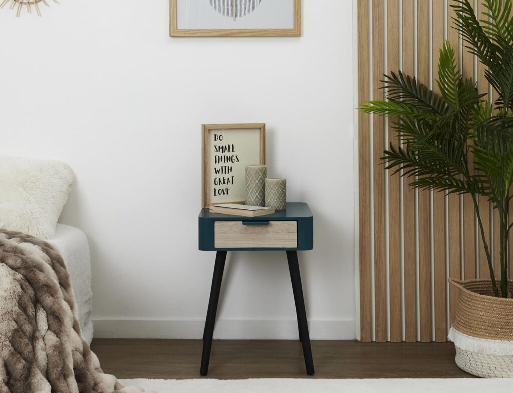 Κομοδίνα Duck Blue Wood Drawer Bedside Hd7336