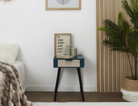 Κομοδίνα Duck Blue Wood Drawer Bedside Hd7336