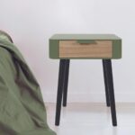 Κομοδίνα Khaki Green Wood Drawer 1 Bedside Hd7338