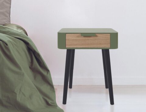 Κομοδίνα Khaki Green Wood Drawer 1 Bedside Hd7338