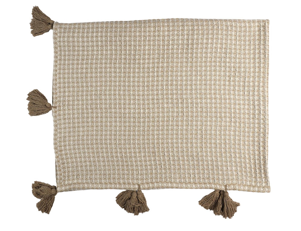 Κουβέρτες & Ριχτάρια Beige Honeycomb Plaid 125X150Cm Tx0092