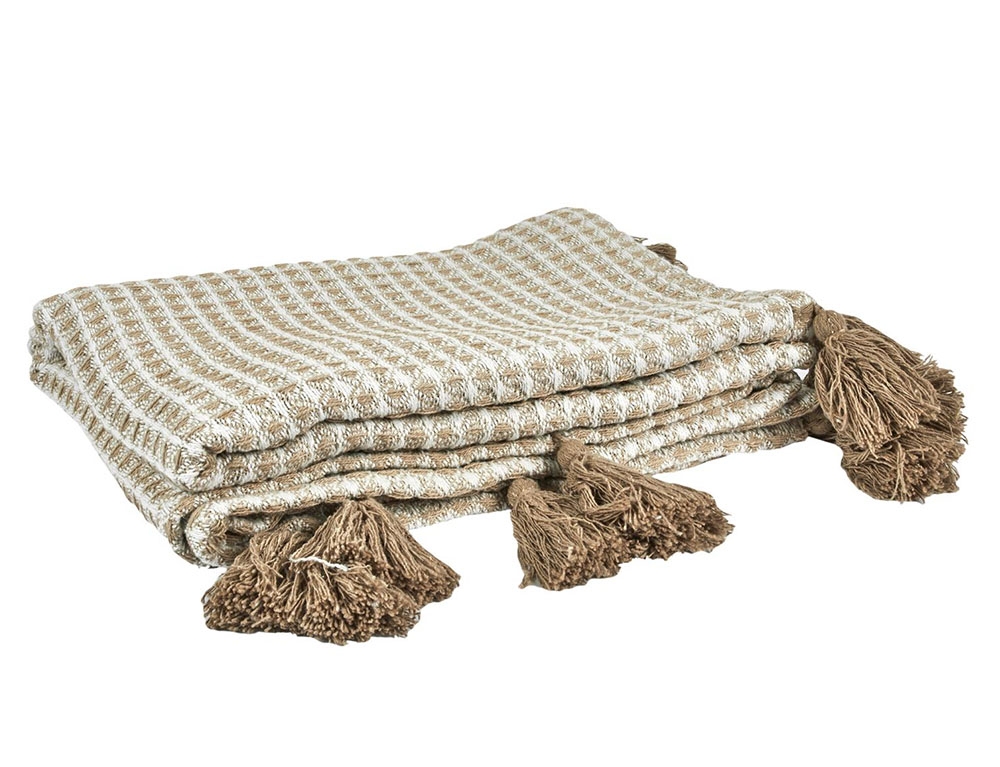 Κουβέρτες & Ριχτάρια Beige Honeycomb Plaid 125X150Cm Tx0092