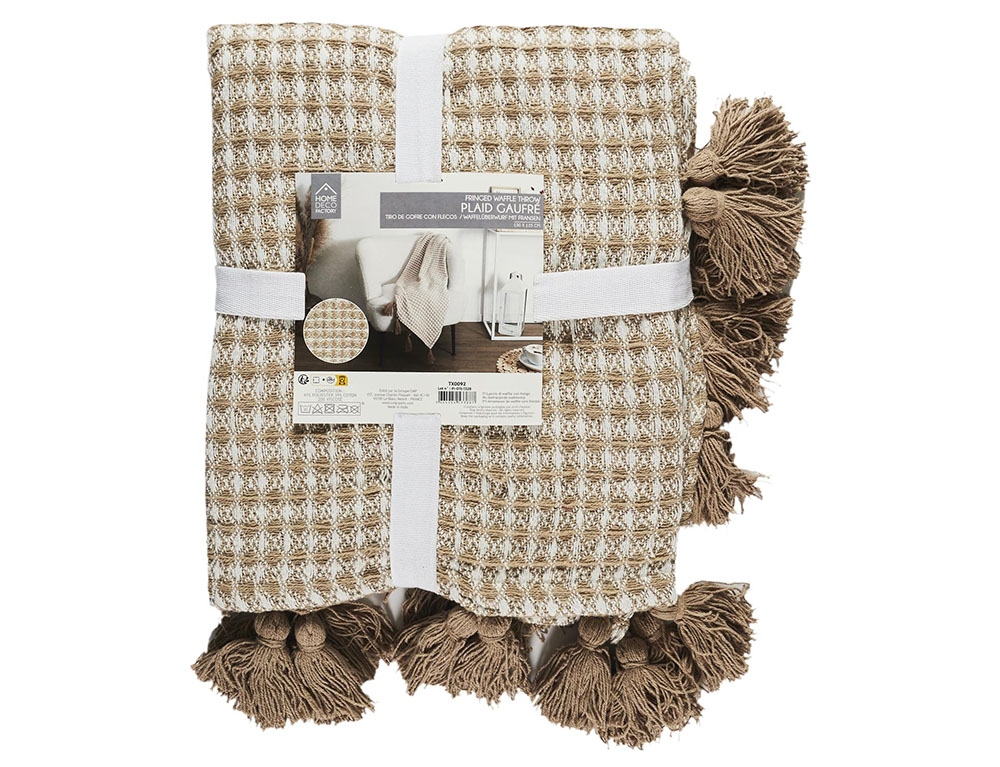 Κουβέρτες & Ριχτάρια Beige Honeycomb Plaid 125X150Cm Tx0092