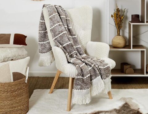 Κουβέρτες & Ριχτάρια Dark Grey Acry Fringed Plaid 120X150Cm A1 Tx0055