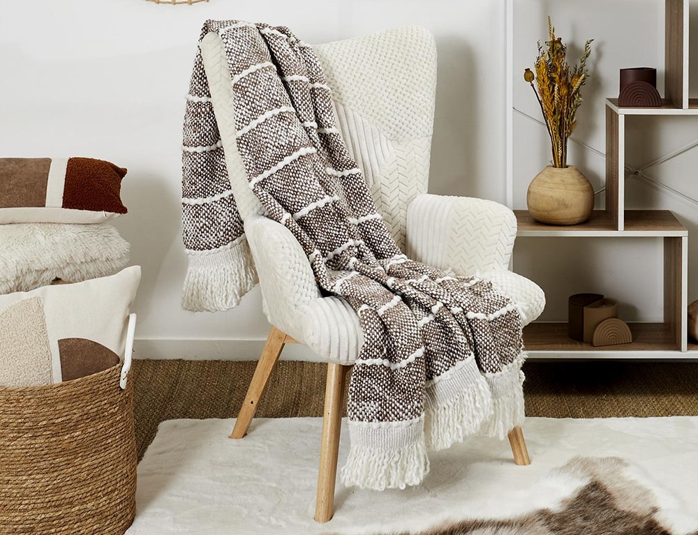 Κουβέρτες & Ριχτάρια Dark Grey Acry Fringed Plaid 120X150Cm A1 Tx0055