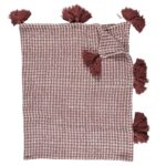 Κουβέρτες & Ριχτάρια Waffle Plaid With White And Red Tassels 125X150Cm