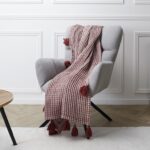 Κουβέρτες & Ριχτάρια Waffle Plaid With White And Red Tassels 125X150Cm