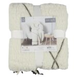 Κουβέρτες & Ριχτάρια White Sherpa Plaid With Triangle Pattern 130X160Cm