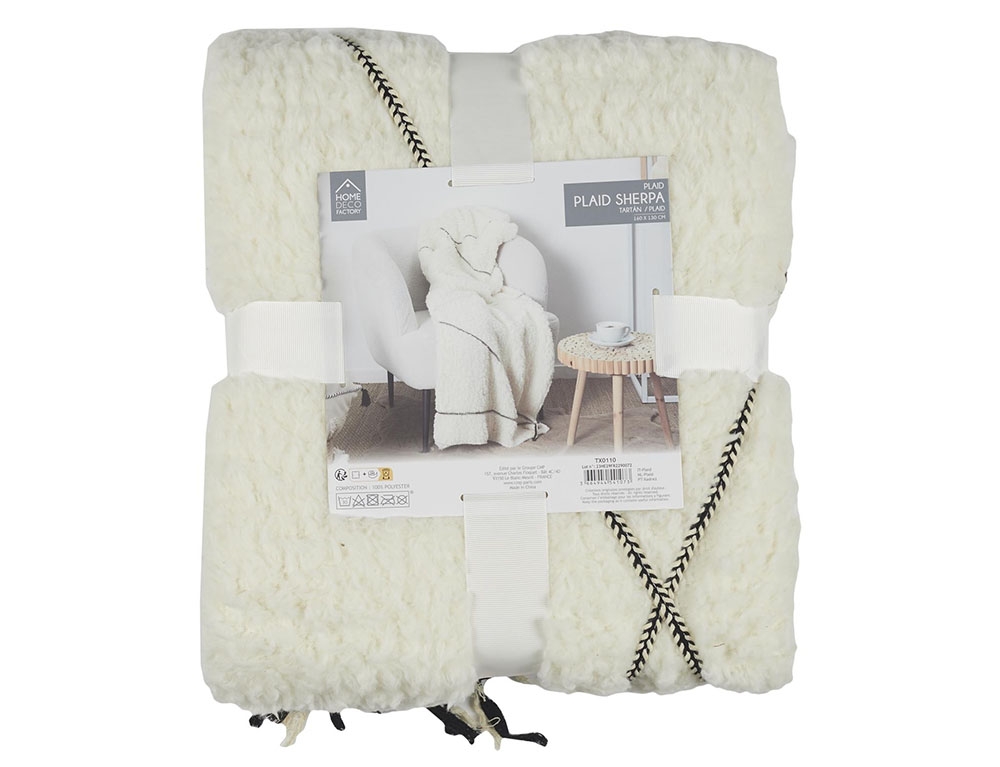 Κουβέρτες & Ριχτάρια White Sherpa Plaid With Triangle Pattern 130X160Cm