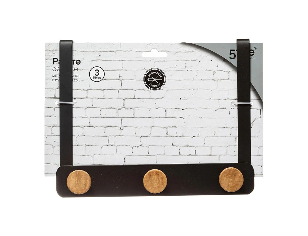 Κρεμάστρες & Καλόγεροι Door Hook Mtl/Bamb Black 3H 151569A