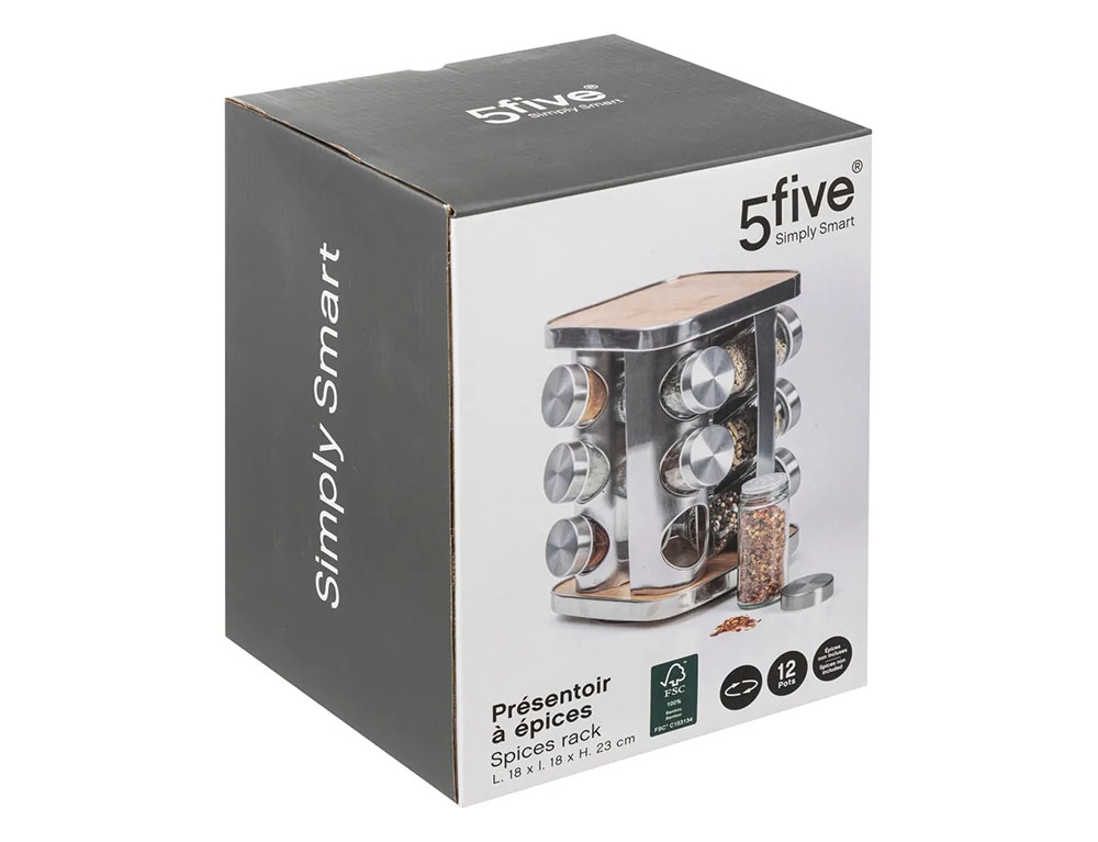 Μύλοι Και Δοχεία Μπαχαρικών Spice Rack X12 Rota Ss+Bam Five 189583