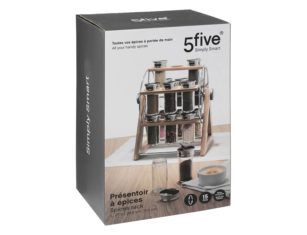 Μύλοι Και Δοχεία Μπαχαρικών Spice Rack X15 Wheel Glass+Bam Five 146665