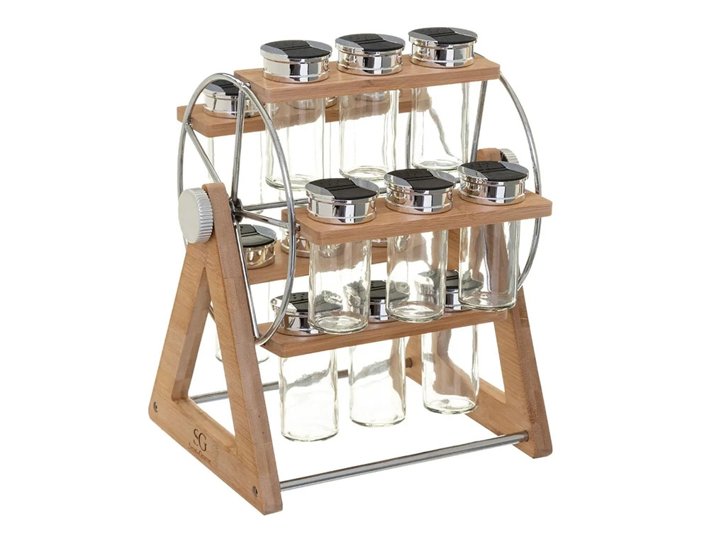 Μύλοι Και Δοχεία Μπαχαρικών Spice Rack X15 Wheel Glass+Bam Five 146665